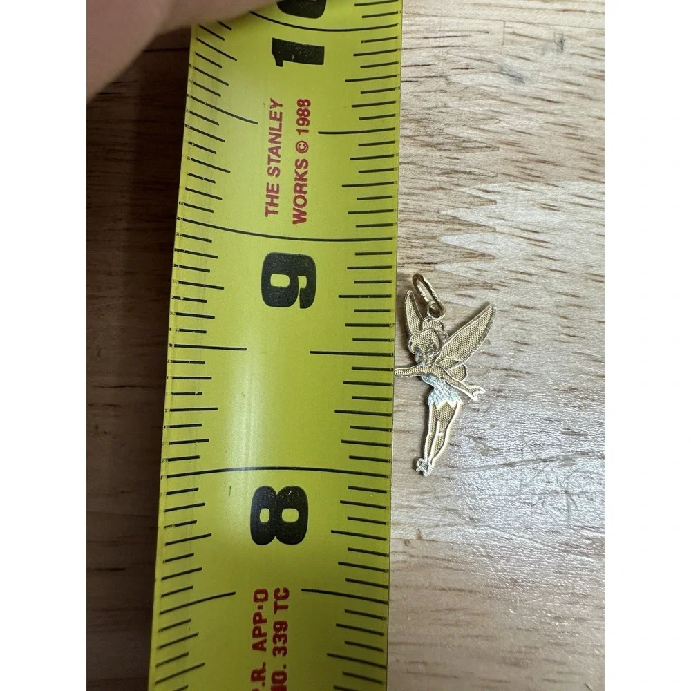 Disney 10k Yellow Gold Tinker Bell Charm Pendant Fairy Wings Tinkerbell